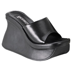 Demonia PACE-01 Black Vegan Platform Wedge Mules Women