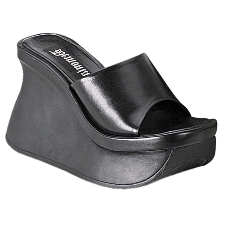 Demonia PACE-01 Black Vegan Platform Wedge Mules Women Demonia PACE-01 Black Vegan Platform Wedge Mules Women
