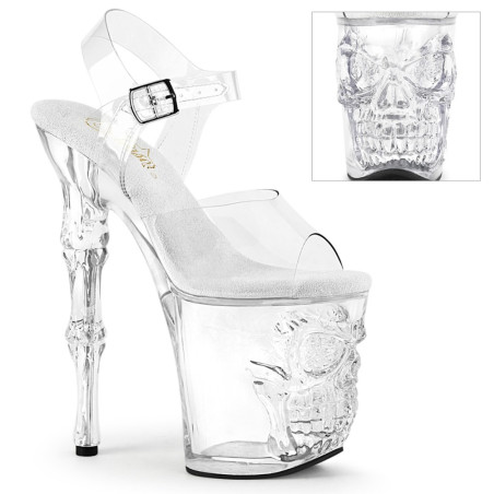 Pleaser RAPTURE-808 Clear Pole Shoes Finger Bone Heels