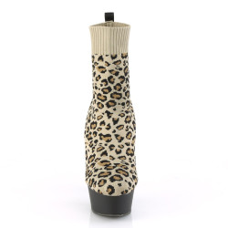 Pleaser DELIGHT-1002LP Tan Leopard Print Fabric Black