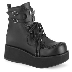 Demonia SPRITE-70 Black Vegan Platform Ankle Boots