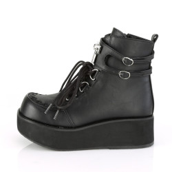 Demonia SPRITE-70 Black Vegan Platform Ankle Boots