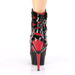 Pleaser DELIGHT-1012 Black-Red Patent Ankle Boots