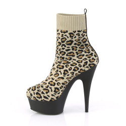 Pleaser DELIGHT-1002LP Tan Leopard Print Fabric Black