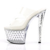 Pleaser STARDUST-702 Clear Strass Platform Heeled Mules
