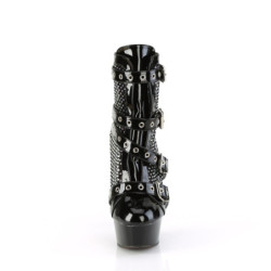 Pleaser DELIGHT-1013RM Black Patent Strass Mesh Boots