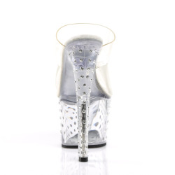 Pleaser STARDUST-702 Clear Strass Platform Heeled Mules