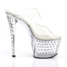 Pleaser STARDUST-702 Clear Strass Platform Heeled Mules