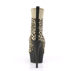 Pleaser DELIGHT-1002LP Tan Leopard Print Fabric Black