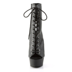 Pleaser DELIGHT-1016 Black Vegan Leather Ankle Boots