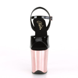 Pleaser FLAMINGO-809 Black Patent Rose Gold Chrome Sale