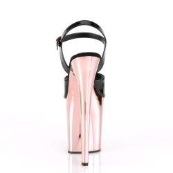 Pleaser FLAMINGO-809 Black Patent Rose Gold Chrome Sale