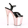 Pleaser FLAMINGO-809 Black Patent Rose Gold Chrome Sale