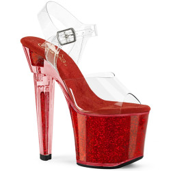 Pleaser LOVESICK-708SG Transparent Red Glitter Strass