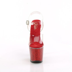 Pleaser LOVESICK-708SG Transparent Red Glitter Strass