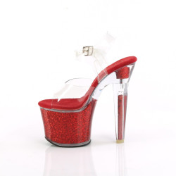 Pleaser LOVESICK-708SG Transparent Red Glitter Strass