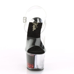 Pleaser SKY-308WHG Transparent Black-Red Glitter Sale