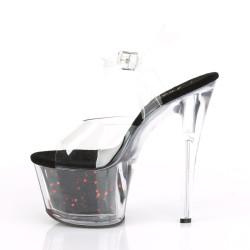 Pleaser SKY-308WHG Transparent Black-Red Glitter Sale
