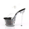 Pleaser SKY-308WHG Transparent Black-Red Glitter Sale