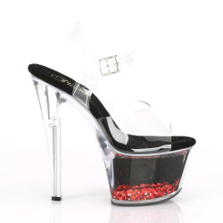 Pleaser SKY-308WHG Transparent Black-Red Glitter Sale