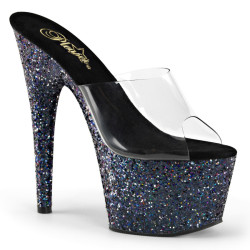 Pleaser ADORE-701LG Transparent Black Hologram Glitter