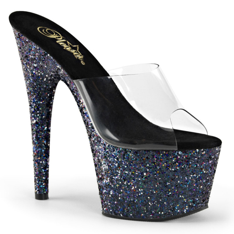 Pleaser ADORE-701LG Transparent Black Hologram Glitter Pleaser ADORE-701LG Transparent Black Hologram Glitter