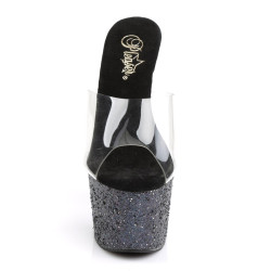 Pleaser ADORE-701LG Transparent Black Hologram Glitter