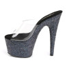 Pleaser ADORE-701LG Transparent Black Hologram Glitter