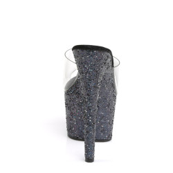 Pleaser ADORE-701LG Transparent Black Hologram Glitter