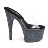 Pleaser ADORE-701LG Transparent Black Hologram Glitter