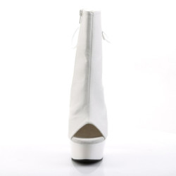 Pleaser DELIGHT-1018 White Vegan Leather Ankle Boots