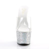 Pleaser ADORE-701LG Transparent Silver Glitter Mules