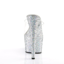 Pleaser ADORE-701LG Transparent Silver Glitter Mules