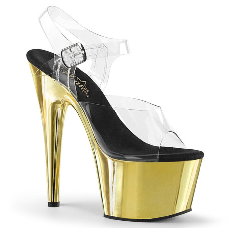 Pleaser ADORE-708 Gold Chrome Platform High Heels Shoes