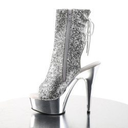 Pleaser DELIGHT-1018G Silver Glitter Chrome Sale Women
