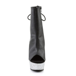 Pleaser DELIGHT-1018LG Black Vegan Silver Glitter
