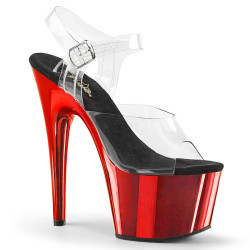 Pleaser ADORE-708 Red Chrome Platform High Heeled Shoes