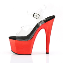 Pleaser ADORE-708 Red Chrome Platform High Heeled Shoes