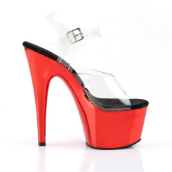 Pleaser ADORE-708 Red Chrome Platform High Heeled Shoes