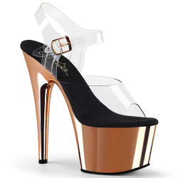 Pleaser ADORE-708 Rose Gold Chrome Platform High Heels