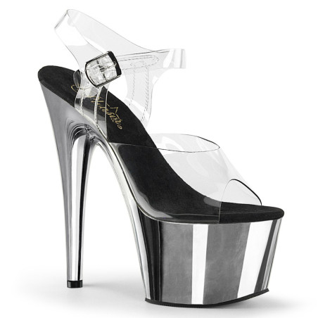Pleaser ADORE-708 Silver Chrome Platform High Heels