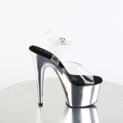Pleaser ADORE-708 Silver Chrome Platform High Heels