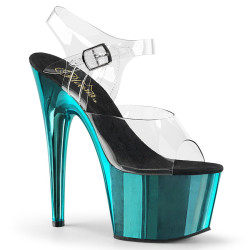 Pleaser ADORE-708 Turquoise Chrome Platform High Heels