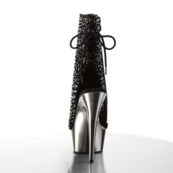 Pleaser DELIGHT-1018RS Black Velvet Pewter Strass Chrom