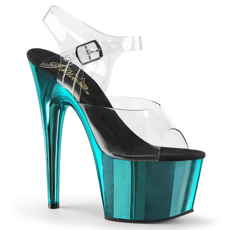 Pleaser ADORE-708 Turquoise Chrome Platform High Heels