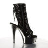 Pleaser DELIGHT-1018RS Black Velvet Pewter Strass Chrom