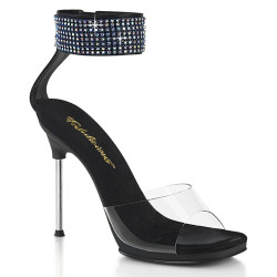 Fabulicious CHIC-42 Black Ankle Strap Steel Heel Sandal