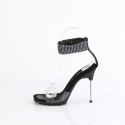 Fabulicious CHIC-42 Black Ankle Strap Steel Heel Sandal