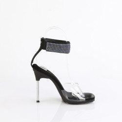 Fabulicious CHIC-42 Black Ankle Strap Steel Heel Sandal