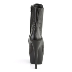Pleaser DELIGHT-1020 Black Leather Women Ankle Boots